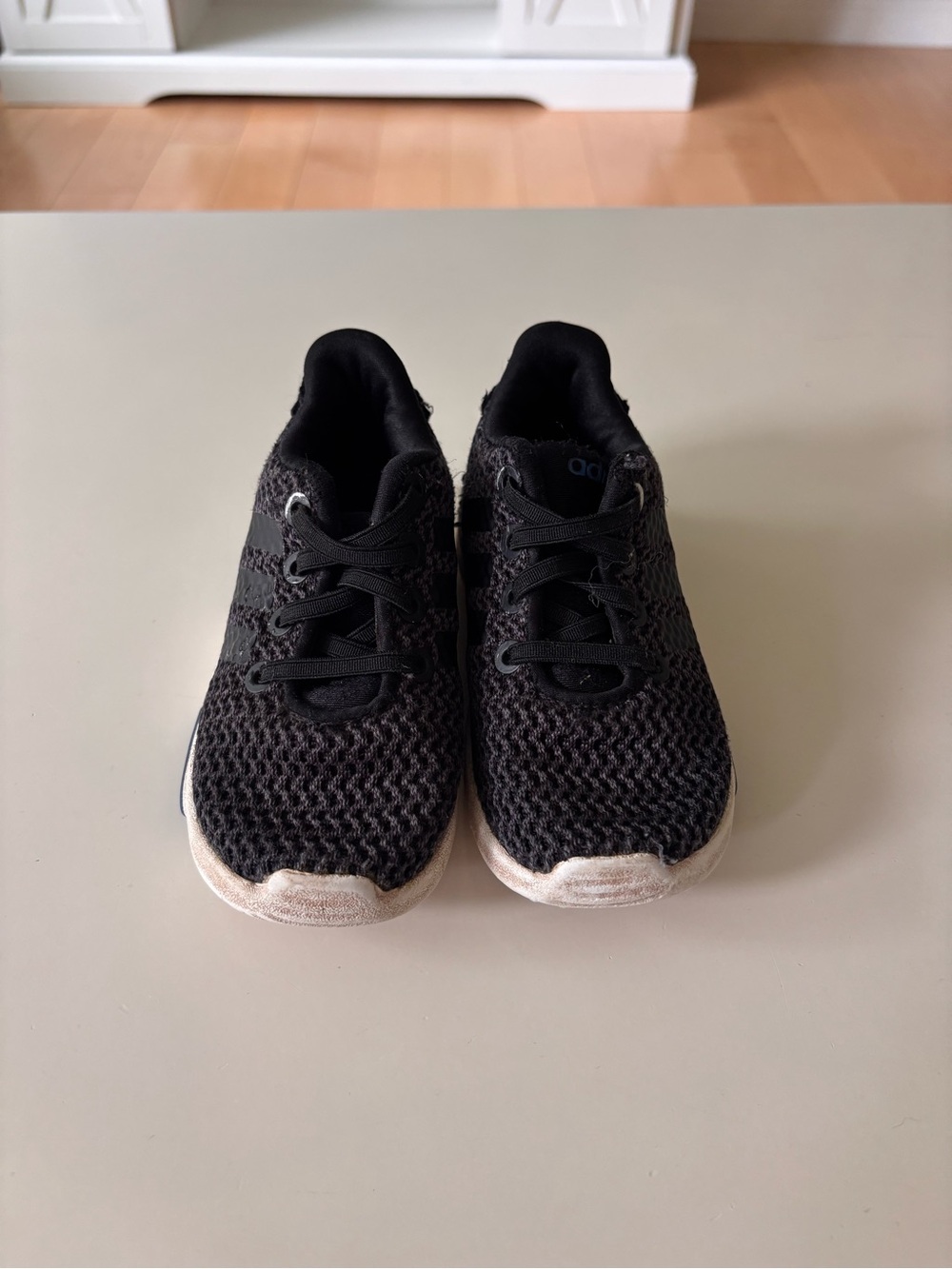 adidas Kids Black Knit Sneakers with White Soles